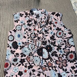 LOFT Pink Floral Sleeveless Top